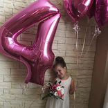 Balónky fóliové narozeniny číslo 4 růžové 86cm